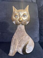 MCM Ceramic Cat Figurine Pauline Pelletier Signed Gold Paint Vintage 11.5