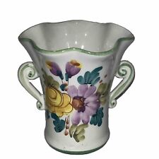 Vintage Hand Painted Pastel Lavender Floral Pottery Vase -  FTD Italy picture