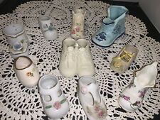 Lot Of 10 Vintage Miniature Keepsake Porcelain And Ceramic Painted  Shoes picture