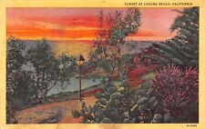 D1842 Sunset at Laguna Beach, CA - 1932 Teich Linen Postcard No. 2A-H368 picture