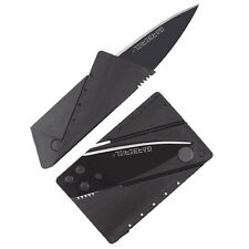 Credit Card Folding Knife Black Wallet Sharp Thin Hunting Camping USA SELLER picture