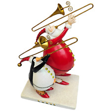 Santa Penguin Blowing Trombones Figurine Christmas Christhomas Corp Festive 8.5