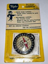 Vintage Taylor Pocket Compass #2912 In Package, COMPASS NEEDLE LOOSE INSIDE picture