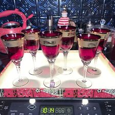 Final Price‼️Vtg 6-Bohemian crystal ruby red & 22k-Gold Stemware-awesome picture