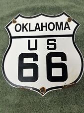 VINTAGE US ROUTE 66 OKLAHOMA PORCELAIN HIGHWAY SHELD Original Sign picture