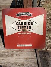 Vtg Old Simmons Saw & Steel Co. Carbide Tipped Circular Blade Sign Fitchburg picture