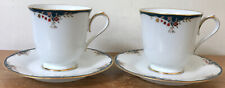 Set Pair 2 Noritake Embrace 2755 Japanese Porcelain Footed Teacups & Saucers picture