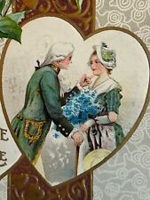 Antique Early 1900s Ephemera Valentine Postcard Edwardian Era Lovers Roses Heart picture