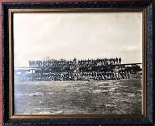 Ca 1944 large framed photo of B-24 Liberator Bomber with hundreds of servicemen picture