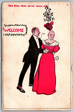 c1905 Cross Dressing Humor Comic Postcard Man Suit Another In Dress and Wig picture