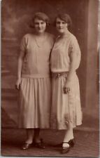 Polish Slavic Sisters Flapper Girl Portrait Vintage RPPC Real Photo Postcard picture
