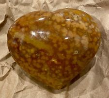 Orange and brown carnelian polished heart picture