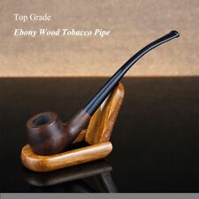 1pcs Classic Handmade Nature Solid Wood Smoking Pipe Ebony Wooden Gift Pipes picture