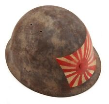 JAPANESE WW2 ARMY HELMET Hand Painted Rising Sun Flag aged picture