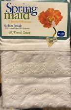 NEW Vintage Springmaid Pillow Cases  Percale White Eyelet 2 Pack Standard picture