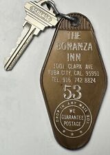 1960s THE BONANZA INN Hotel Room Key & Fob #53 Yuba City California picture