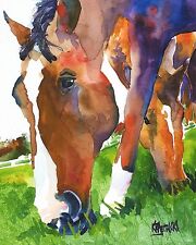 Horse Grazing 8x10 Art Print signed by Artist Ron Krajewski Painting     picture