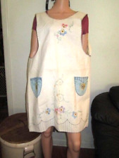 Vintage 40's 50's Full Handmade Embroidered Apron picture