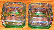 PARTYLITE RETIRED MARDI GRAS CRYSTAL PAIR TEALIGHT CANDLE HOLDERS picture