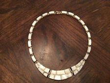 VINTAGE MEXICAN 950 SILVER AND MOTHER OF PEARL CHOKER NECKLACE picture