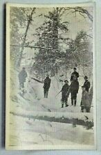 Early 1900's Large Group of Deer Hunters in Snow w/Rifles RPPC Postcard 6074 picture