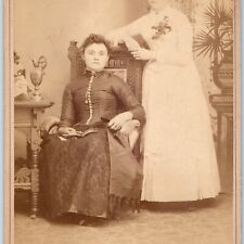 c1880s York, NE Two Young Ladies Look @ Pictures Cabinet Card Photo Nebraska B15 picture