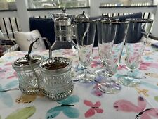 Crystal Glass And Silverplate Lot - Carafe, Jars, Pilsner Glasses picture