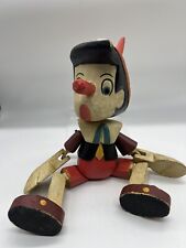 Vtg Disney Pinocchio Carved Painted Wood Articulated Shelf Sitter Doll Puppet picture