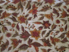 Vintage Fabric Burlap Print 2 3/8 Yards 48” Brown Orange Rust Olive Green picture