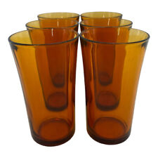 6 Vintage Duralex Amber Vereco Tumblers Made in France 5 Inch MCM picture