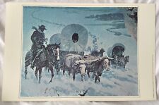 LDS Art Mormon Pioneers Lesson Poster 11x17” Vtg Oxen Wagons In Rough Snow Storm picture