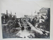 Lockport NY View Up Erie Canal Lockes & Factory From 1895   Photograph 8