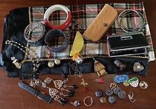 Vintage JUNK DRAWER Binoculars Jewelry Scarf LOT Smalls Collectables Trinkets picture