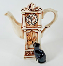 Cardew Design Teapot Grandfather Clock With Black Cat and Mouse Rare 5.25