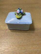 Rectangle Coalport Vanity Trinket Box 3D Flower Trim England picture