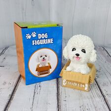 Clever Dog White Poodle in Faux Cardboard Box 3.5