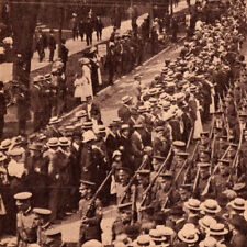 1914 Queen's Own Troops Training Valcartier Canada Enters WWI Parade Postcard picture