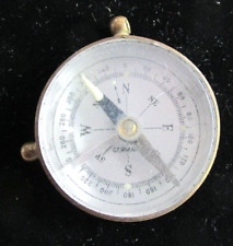 Vintage GERMAN Small Brass Compass, Ring Pocket Compass Slide button lock picture