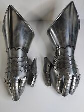 Steel Medieval Knight Late Gothic Finger Gauntlets Armor Gloves SCA picture