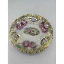 Prussia Floral Plate Unmarked Antique Gold Purple picture