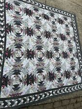 Vintage Hand  & Machine Stitched Pineapple Log Cabin Quilt Multicolor All Cotton picture