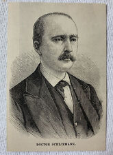 small 1878 magazine engraving~ DOCTOR HEINRICH SCHLIEMANN picture