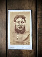 RARE Antique Photo Maori Man w Facial Tattoos New Zealand Photographer De Maus picture