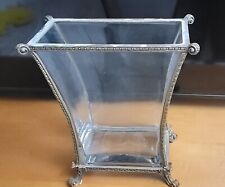 19th Century Brass & Curved Glass Rectangle Shaped Footed Container - 11.25