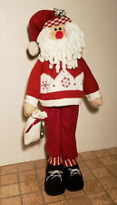 Large Santa knit sweater chenille yarn beard plush wire bendable standing 25