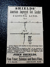 ORIGINAL 1882 John Shields Fishing Line Advertising - Brookline - Massachusetts picture