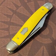 Imperial Knife USA 1956-88 Three Blade Stockman Smooth Yellow Handles Vintage picture
