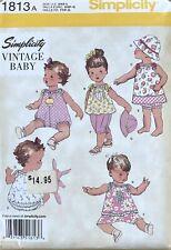 Simplicity 1813 Vintage Baby Romper Dress Top Pants Pattern Size XXS-L Uncut picture