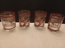 (Set 4) Georges Briard Canvasback Ducks Drinking Glasses Rocks Barware Vintage picture