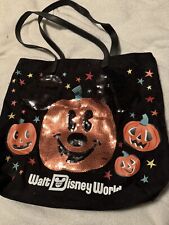 Disney World WDW 2020 Halloween Pumpkin Mickey Sequin Tote Bag Disney Parks NWT picture